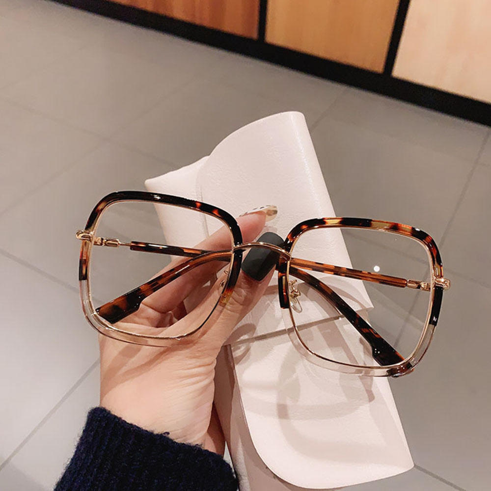 Men Women Anti-blue Light Glasses Frame Vintage Large Square Eyeglasses Blocking Blue-ray Oversized Spectacles Frames A65397