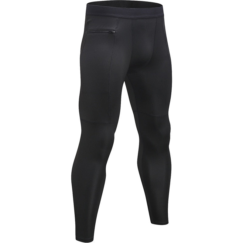 Men's Pocket Gym Leggings Sport Workout Fitness Compression Pants