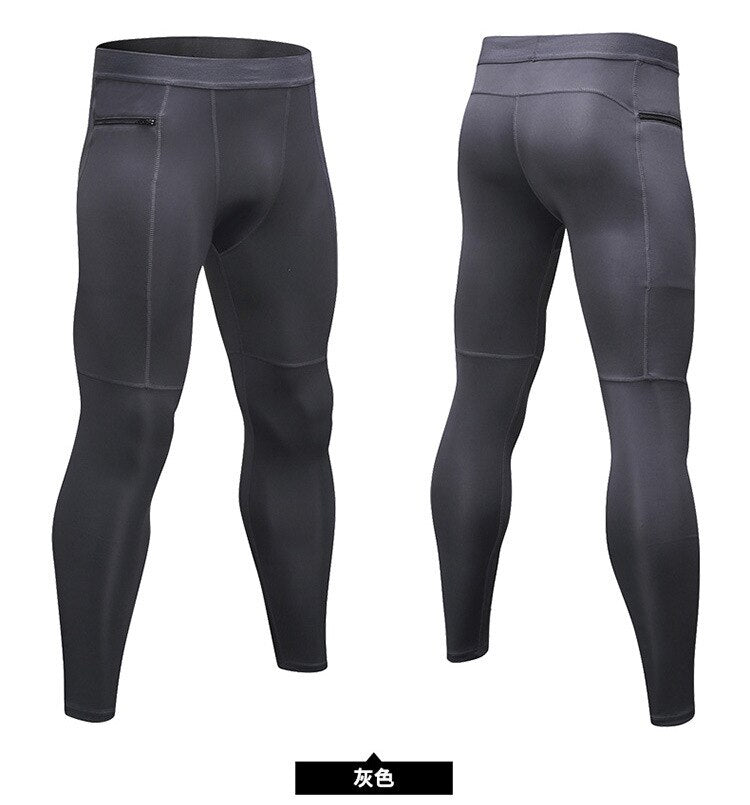 Men's Pocket Gym Leggings Sport Workout Fitness Compression Pants