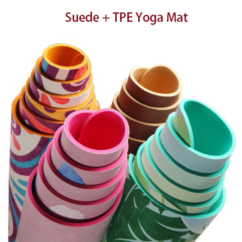 6 MM Lotus Pattern Suede TPE Yoga Mat