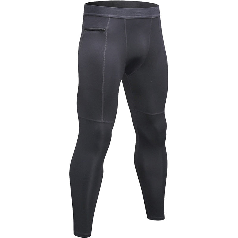 Men's Pocket Gym Leggings Sport Workout Fitness Compression Pants