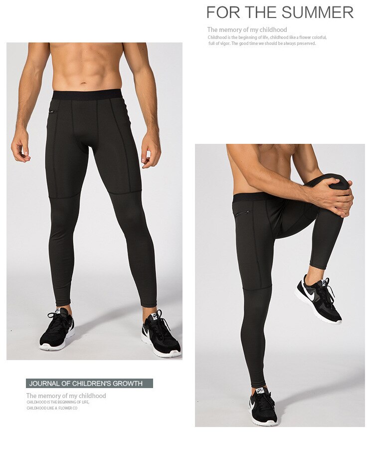 Men's Pocket Gym Leggings Sport Workout Fitness Compression Pants