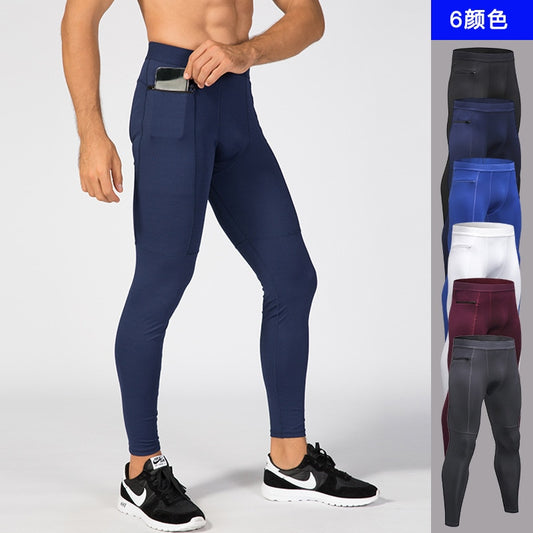 Men's Pocket Gym Leggings Sport Workout Fitness Compression Pants