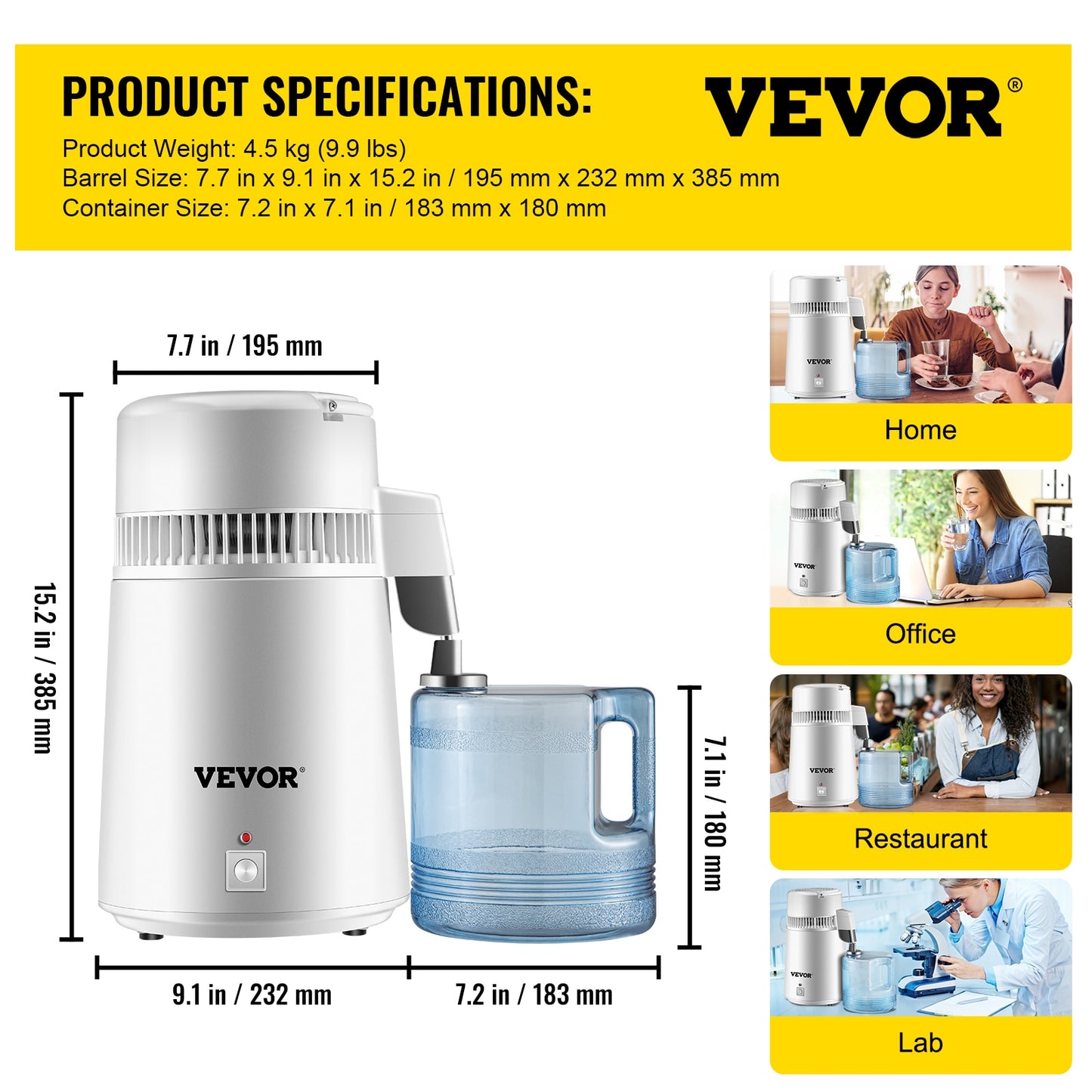 VEVOR 4L Water Distiller Purifier Filter