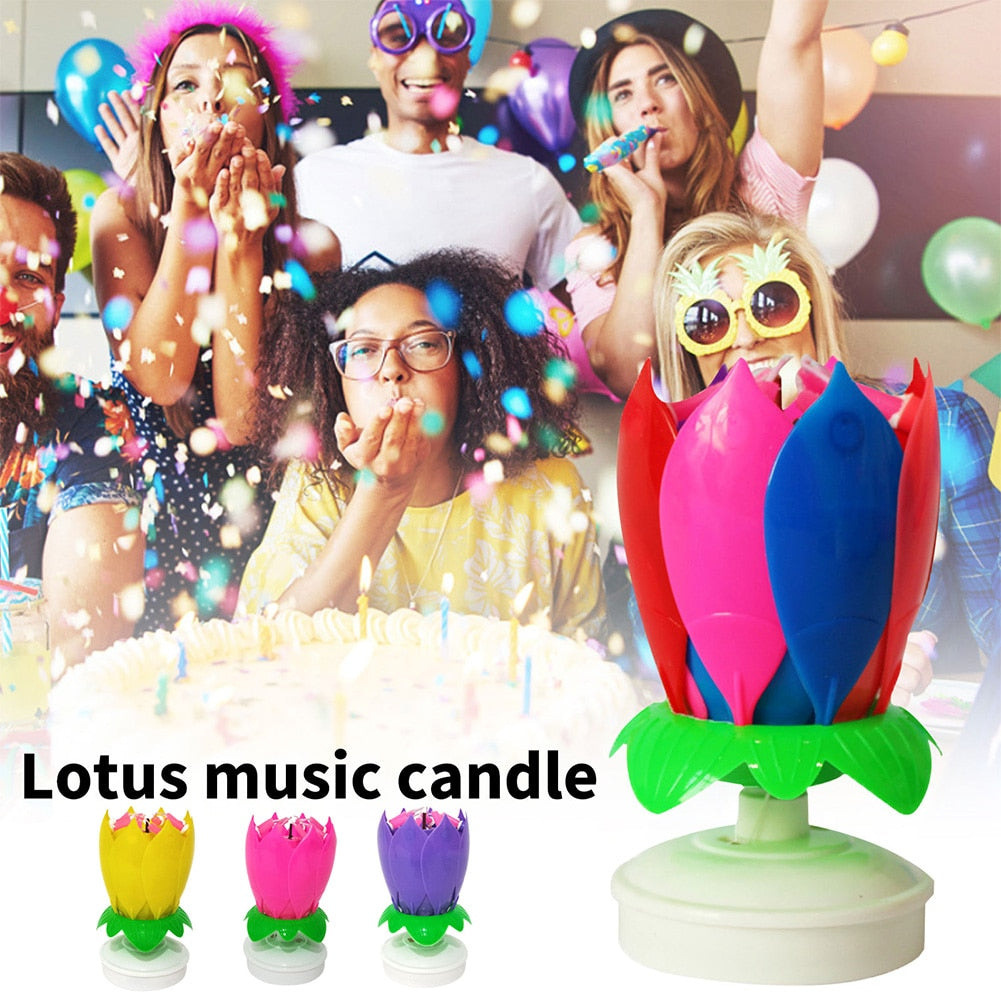 Rotating Musical Flower Birthday Candle