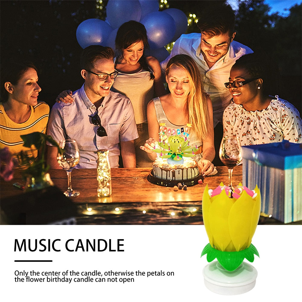 Rotating Musical Flower Birthday Candle