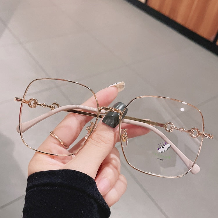 Men Women Anti-blue Light Glasses Frame Vintage Large Square Eyeglasses Blocking Blue-ray Oversized Spectacles Frames A65397