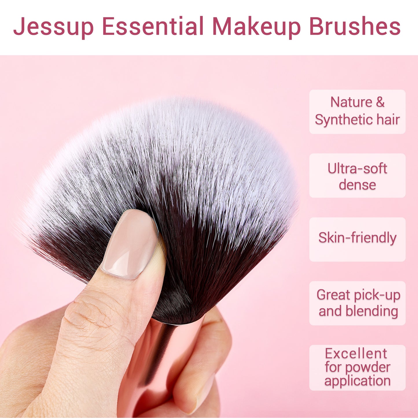 Jessup Makeup Brush Set Foundation Buffer Eyeshadow Blending Brush Powder Make Up Tool Kits 15pcs Goat Hair Cosmetic Kits