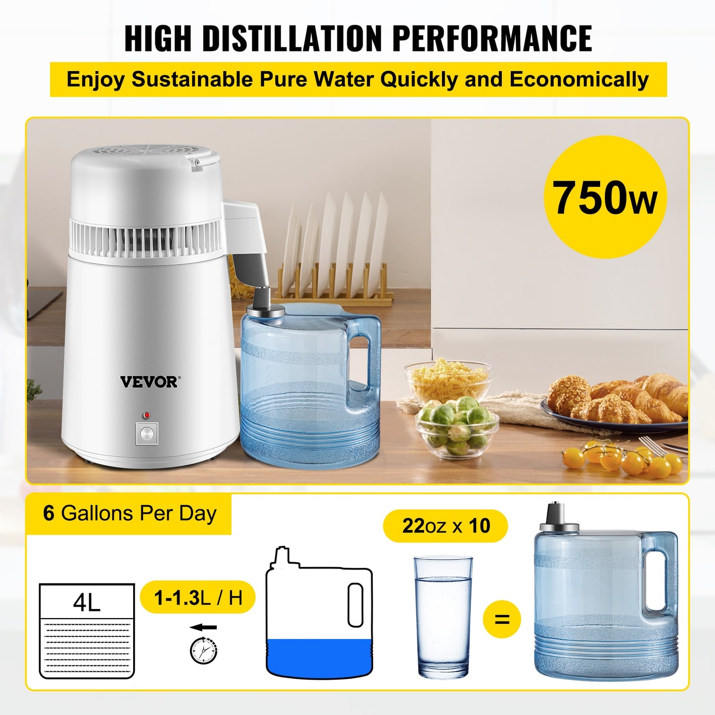 VEVOR 4L Water Distiller Purifier Filter