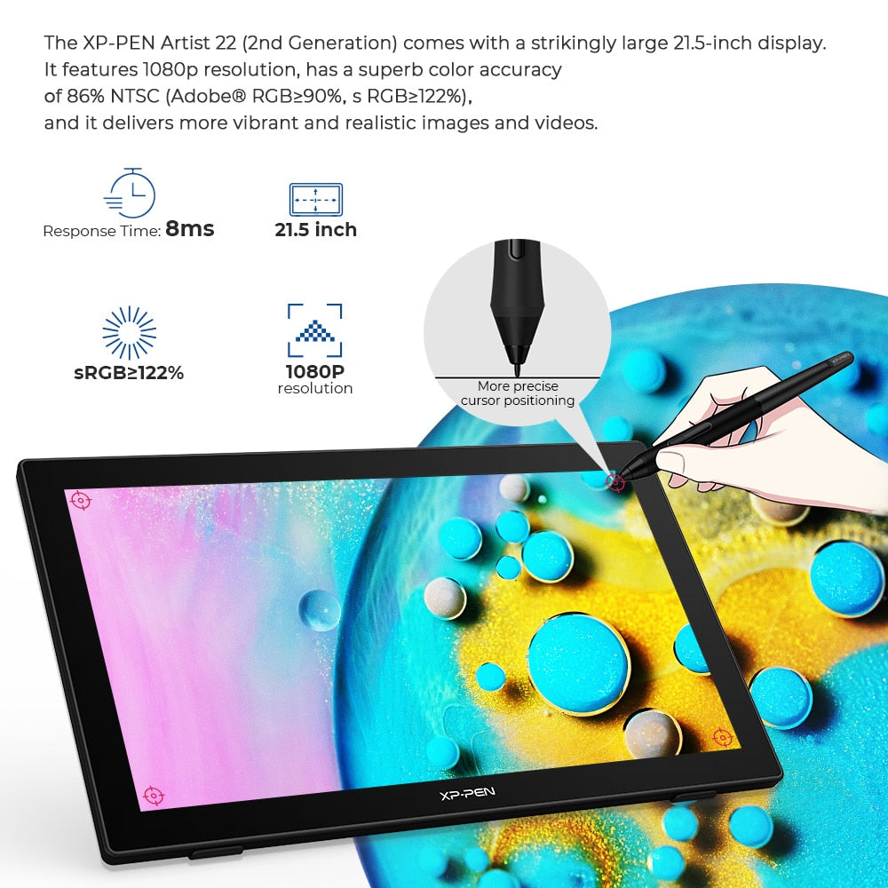 XPPen Artist 22 (2nd Generation) 21.5 Inch Drawing Tablet With Screen Graphics